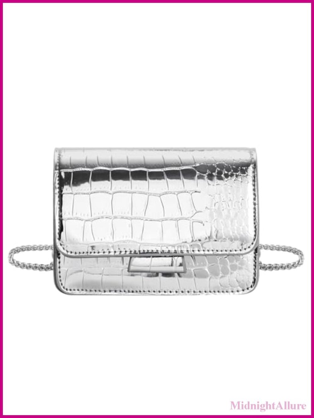 Mini Crossbody Bag PU Leather Crocodile Embossed Chain Strap Clutch Evening Bag